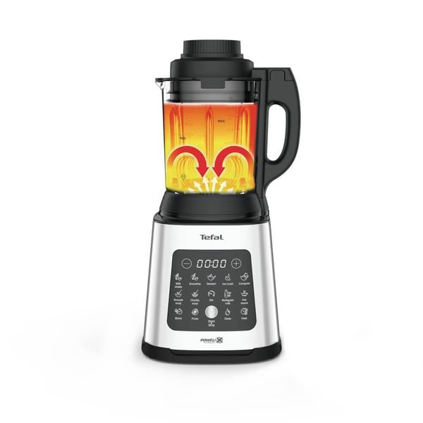 Blender Tefal PerfectMix Cook BL83SD30, 1400W, capacitate 1.75L, viteză variabilă, 10 programe pentru rețete calde și reci, funcție de gătire la aburi, funcție de marunțire a gheții, lame detașabile Powelix, argintiu & negru