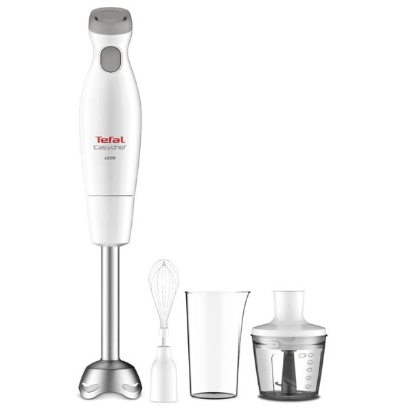 Blender vertical Tefal HB453138 Easychef 3 in 1, 450 W, 2 viteze, tocător, vas gradat, tel, Alb