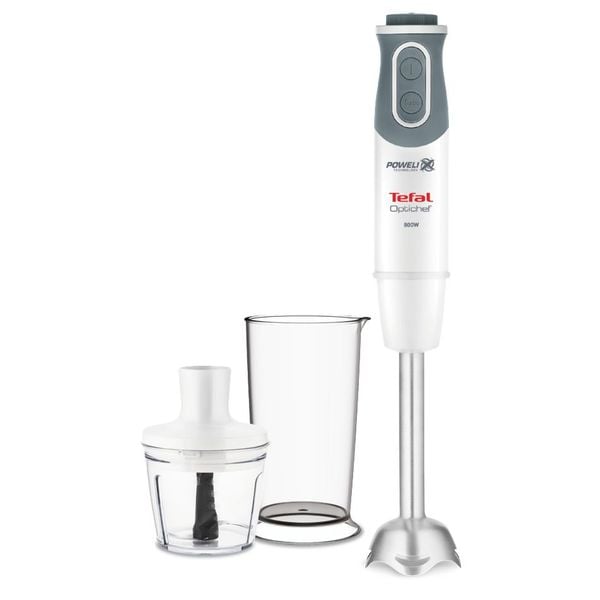 Blender vertical OptiChef 2 &icirc;n 1 HB641138, 800 W, Tehnologie Powelix, 10 viteze, tocător 0,5l, pahar 0,8l, functie Turbo, alb 