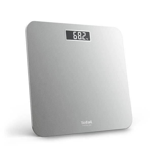 C&acirc;ntar de baie Tefal Premiss PP1801V0, 160 kg, gradații la 100 g, 30 x 30 cm, sticlă, baterii incluse, argintiu