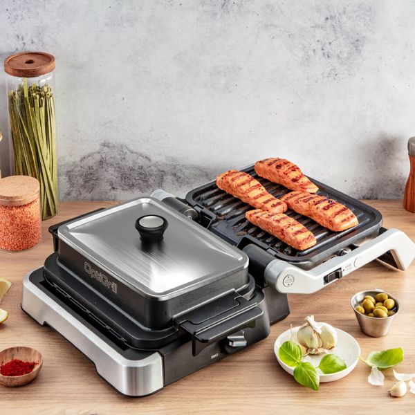 Capac pentru gătit Tefal XA731810, compatibil cu grătarul electric OptiGrill 4 &icirc;n 1 și OptiGrill 2 &icirc;n 1, inox, compatibil cu mașina de spălat vase, seriile GC774xx, GC773xx, GC772xx, argintiu