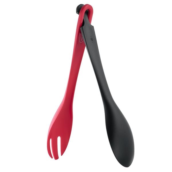 Cleste pentru salata Tefal Ingenio+ K1991434, plastic, sistem de blocare, design stivuibil, compatibilitate cu masina de spalat vase, negru & rosu