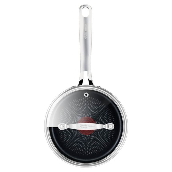 Cratiță cu capac Tefal Jamie Oliver Home Cook, 18 cm, 2.2L, înveliș antiaderent din titan, indicator Thermo-Signal, inducție, negru Cratiță cu capac Tefal Jamie Oliver Home Cook, 18 cm, 2.2L, înveliș antiaderent din titan, indicator Thermo-Signal, inducție, negru