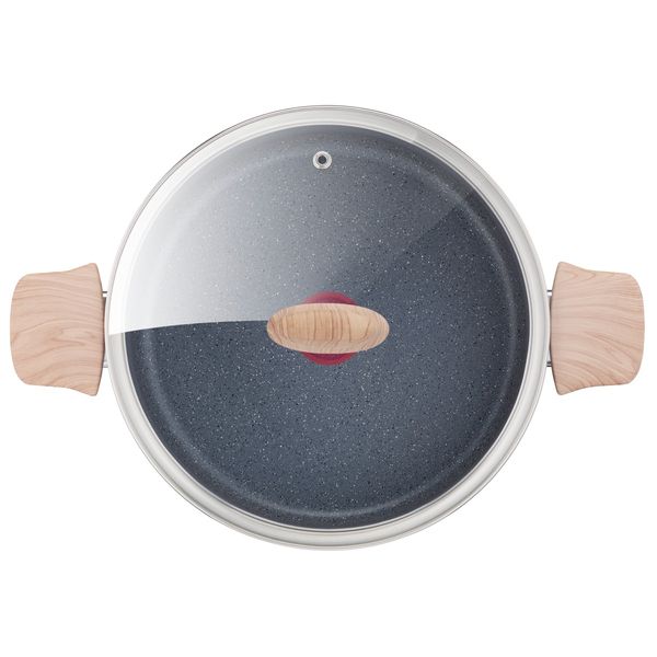 Cratita cu capac Tefal Natural Force G2664683, 24 cm, 5.4 L, aluminiu, invelis antiaderent Mineralia+, Thermo-Signal™, baza Thermo-Fusion+™, inductie, gri