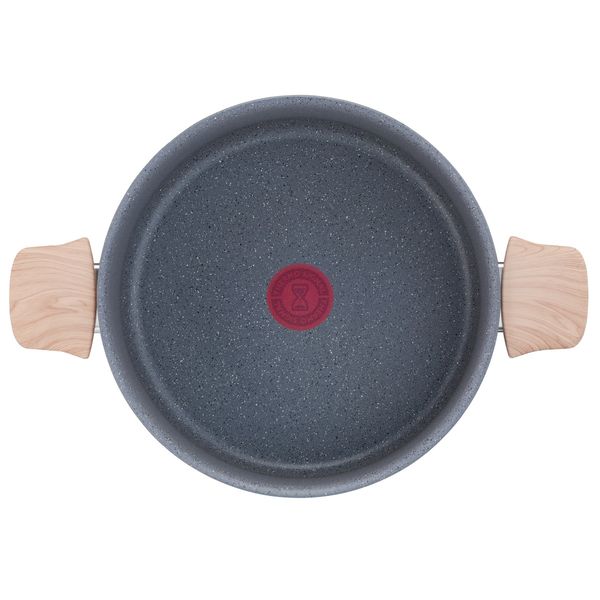 Cratita cu capac Tefal Natural Force G2664683, 24 cm, 5.4 L, aluminiu, invelis antiaderent Mineralia+, Thermo-Signal™, baza Thermo-Fusion+™, inductie, gri