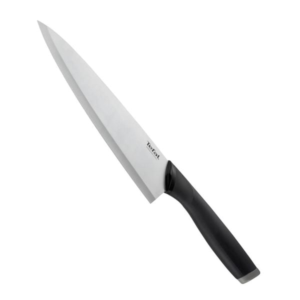 Cuțitul bucătarului Tefal Comfort K2213244, 20 cm, lamă inox, m&acirc;ner ergonomic, argintiu & negru