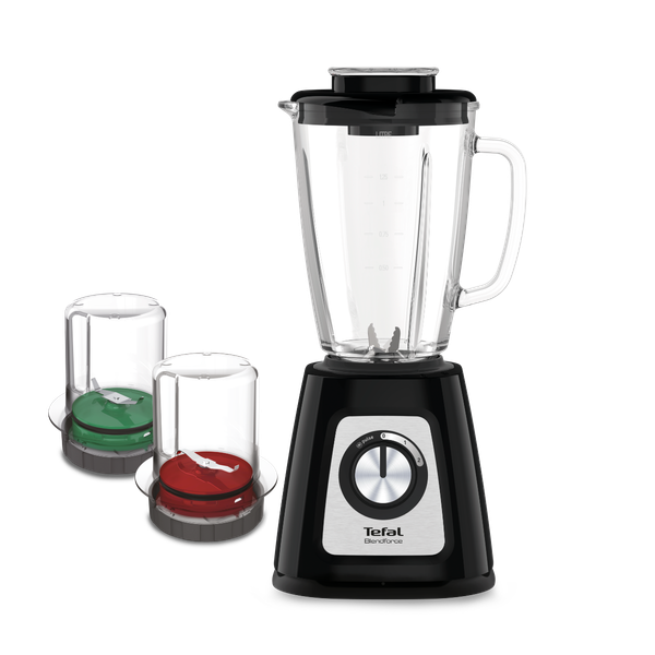 Blender BlendForce 2 BL438831, tehnologie Powelix, 800 W, 6 lame inox, 3 programe inteligente, Air Cooling, Smart Lock,  Easy Safety, Easy Clean, 2 accesorii r&acirc;șniță și tocător, 1.75 L, negru