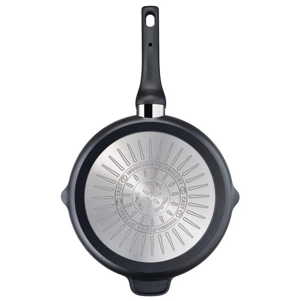 Tigaie grill 26 cm Unlimited Tefal E2294074, &icirc;nveliș antiaderent 100% sigur, Titanium Anti-Scratch, Thermo-Signal&trade;, bază Thermo-Fusion&trade;, aluminiu, negru