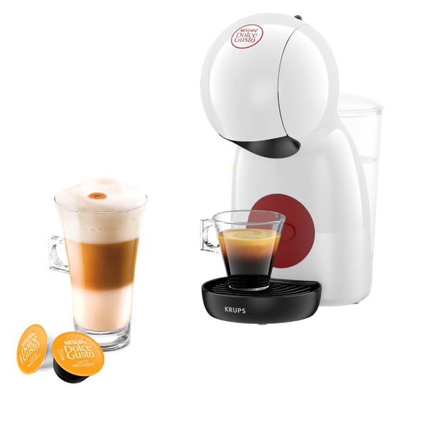 Espressor cu capsule Krups NESCAF&Eacute;&reg; Dolce Gusto&reg; Piccolo XS KP1A3110, 1600W, 15 bari, capacitate rezervor 0.8 L, functie Eco, alb & rosu