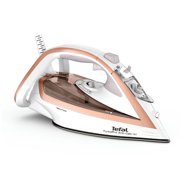 Fier de călcat Tefal Turbo Pro Anti-Calc FV5697E1, 3000 W, până la 50 g/min, jet de abur de până la 270 g/min, talpa Durilium AirGlide Autoclean, 300 ml, funcția Eco, alb & roz Fier de călcat Tefal Turbo Pro Anti-Calc FV5697E1, 3000 W, până la 50 g/min, jet de abur de până la 270 g/min, talpa Durilium AirGlide Autoclean, 300 ml, funcția Eco, alb & roz