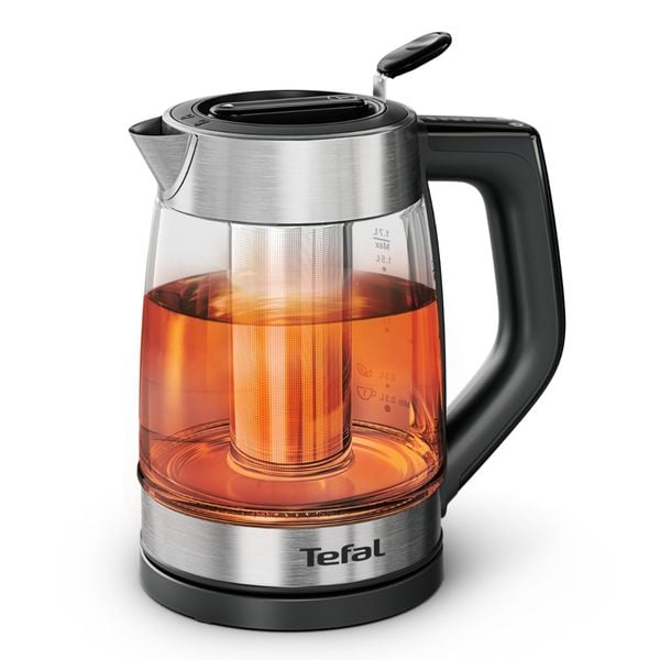 Fierbator de apa Tefal Element BJ760DE0, 2200 W, 1.7 L, 5 trepte temperatura, indicator luminos temperatura, infuzor pentru ceai, baza rotativa, argintiu & negru