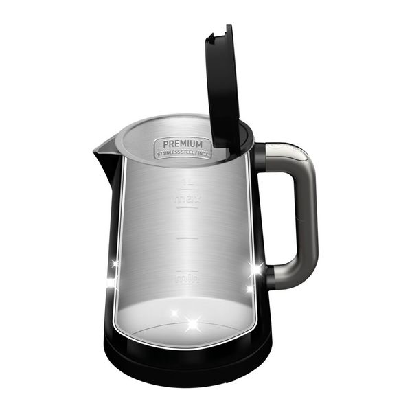 Fierbător Digital KO854830, 1L, 5 trepte de temperatură, funcția de păstrare la cald , oprire automată, perete dublu, filtru anticalcar, baza rotativă 360&deg;, negru