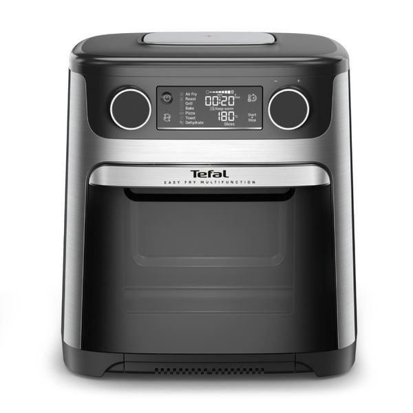 Friteuză cu aer cald Tefal Easy Fry FW556DE0 1800W, 15L - Air fryer cu 9 programe automate, tehnologie Extra-Crisp, temperatură ajustabilă, ecran LCD, argintiu & negru