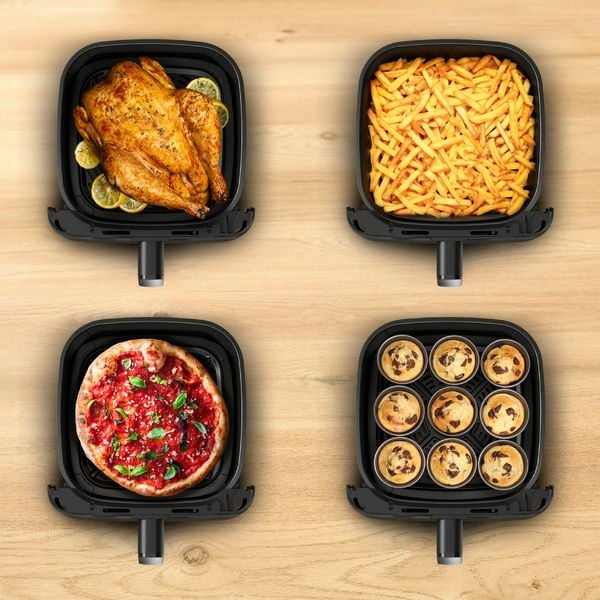 Friteuza cu aer cald Tefal Easy Fry Mega Compact EY8618E0, 2020 W, capacitate 7.5 L, - Ai fryer cu 8 programe automate, temperatura ajustabila, display digital, oprire automata, negru 