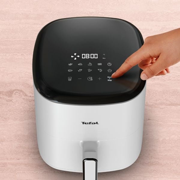 Friteuza cu aer cald Tefal Easy Fry POP EY245GE0, 1500 W, 5 L, - Air fryer cu 10 programe automate, temperatura ajustabila, invelis antiaderent, ecran LCD, oprire automata, alb