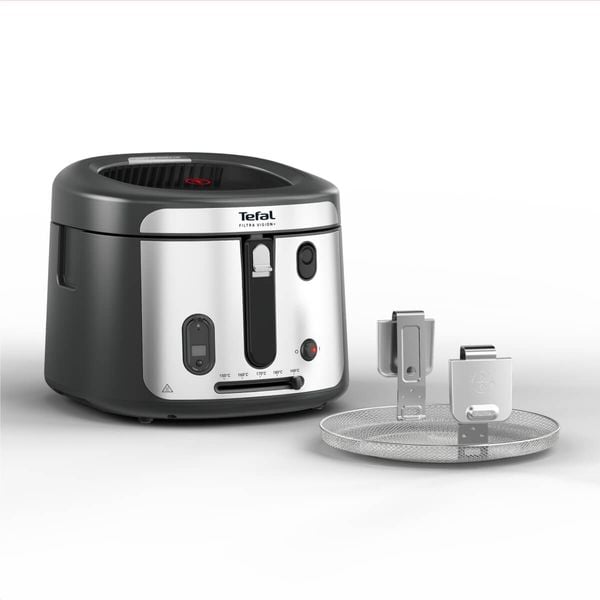 Friteuză Tefal Filtra Vision+ FF2588E0, 1900W, capacitate ulei 2.1L, capacitate alimente 1.2 KG, &icirc;nveliș antiaderent, filtru metalic, fereastră pentru monitorizare, argintiu & negru