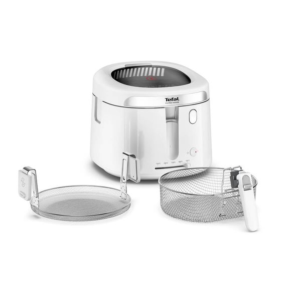 Friteuză Tefal Filtra Vision FF2541E0, 1900W, capacitate ulei 2.1L, capacitate alimente 1.2 KG, &icirc;nveliș antiaderent, filtru metalic, fereastră pentru monitorizare, alb
