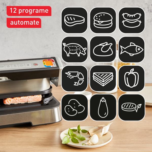 Grătar electric multifuncțional Tefal OptiGrill 2-in-1 XL GC782D30, 2200W, 12 programe automate, plăci detașabile, 4 trepte temperatură, argintiu Grătar electric multifuncțional Tefal OptiGrill 2-in-1 XL GC782D30, 2200W, 12 programe automate, plăci detașabile, 4 trepte temperatură, argintiu