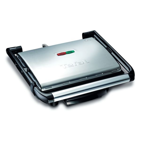 Grătar electric multifuncțional Tefal Inicio Grill GC241D38, 2000W, funcție panini, depozitare verticală, plăci cu &icirc;nveliș antiaderent, inox