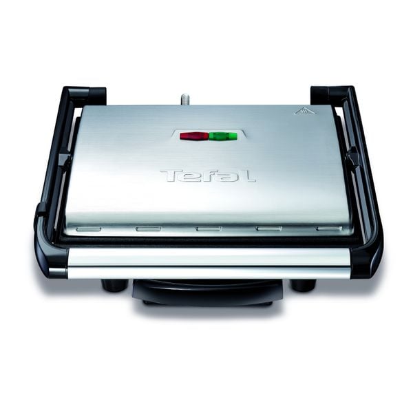 Grătar electric multifuncțional Tefal Inicio Grill GC241D38, 2000W, funcție panini, depozitare verticală, plăci cu &icirc;nveliș antiaderent, inox