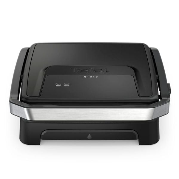 Grătar electric multifuncțional Tefal Inicio Panini Maker & Grill GC271810, 2180W, p&acirc;nă la 6 persoane, suprafață antiaderentă de gătit 29x26 cm, depozitare verticala, tavă suc detașabilă, negru