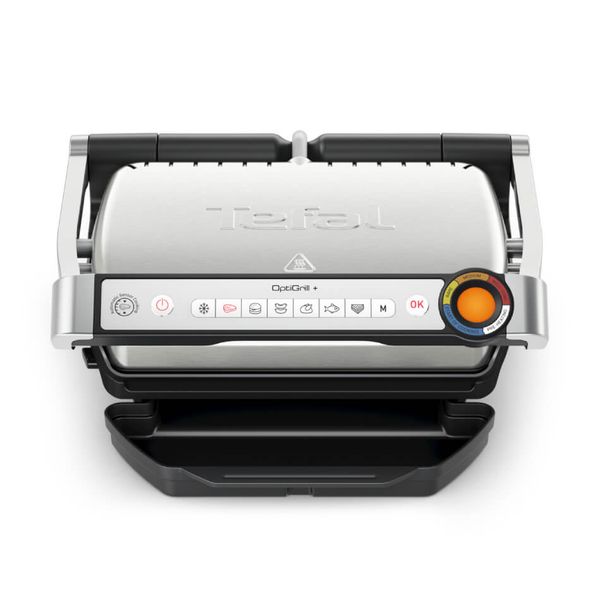 Grătar electric Tefal Optigrill+ GC717D10, 2000W, 6 programe automate, plăci detașabile antiaderente, indicator nivel de gătire, argintiu