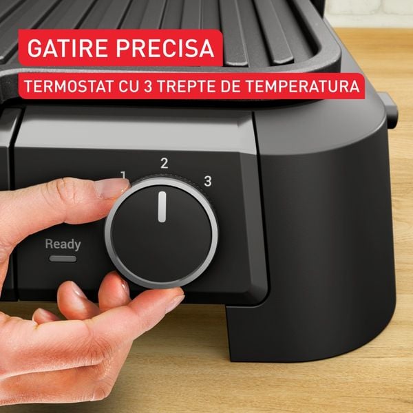 Gratar electric Tefal SuperGrill 3 in 1 GC5108E0, 2000W, indicator gătire, plăci detașabile cu &icirc;nveliș antiaderent, 3 trepte temperatură, funcție cuptor & barbeque, 600 cm2, negru