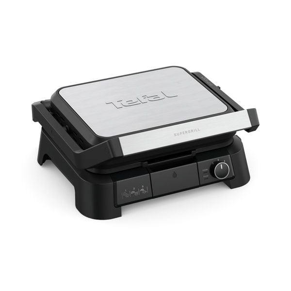 Gratar electric Tefal SuperGrill 3 in 1 GC510DE0, 2000W, indicator gătire, plăci detașabile cu &icirc;nveliș antiaderent, 3 trepte temperatură, funcție cuptor & barbeque, 600 cm2, argintiu & negru