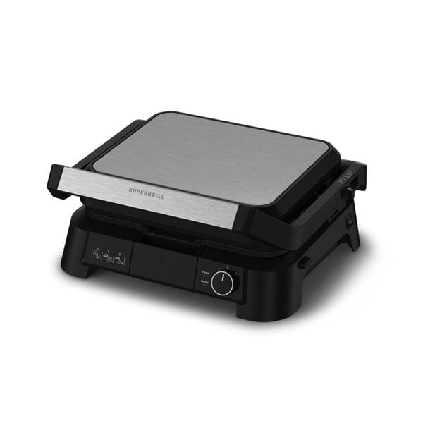 Gratar electric Tefal SuperGrill 3 in 1 GC510DE0, 2000W, indicator gătire, plăci detașabile cu &icirc;nveliș antiaderent, 3 trepte temperatură, funcție cuptor & barbeque, 600 cm2, argintiu & negru