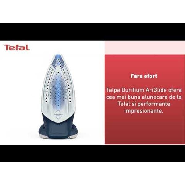 Fier de calcat Tefal Smart Protect Plus FV6872E0, 2800W, jet de abur 260 g/min, abur variabil 0-40 g/min, colector anticalcar, oprire automata, albastru/gri Fier de calcat Tefal Smart Protect Plus FV6872E0, 2800W, jet de abur 260 g/min, abur variabil 0-40 g/min, colector anticalcar, oprire automata, albastru/gri