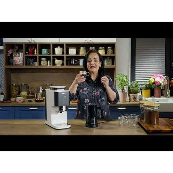 Espressor semi-automat Krups Coffee Crush SA4001E0, 1370 W, 15 bari, sistem bean-to-cup, rasnita inox, preparare one-touch, intensitate cafea ajustabila, compatibil cafea macinata, design ultra-compact, curatare usoara, negru