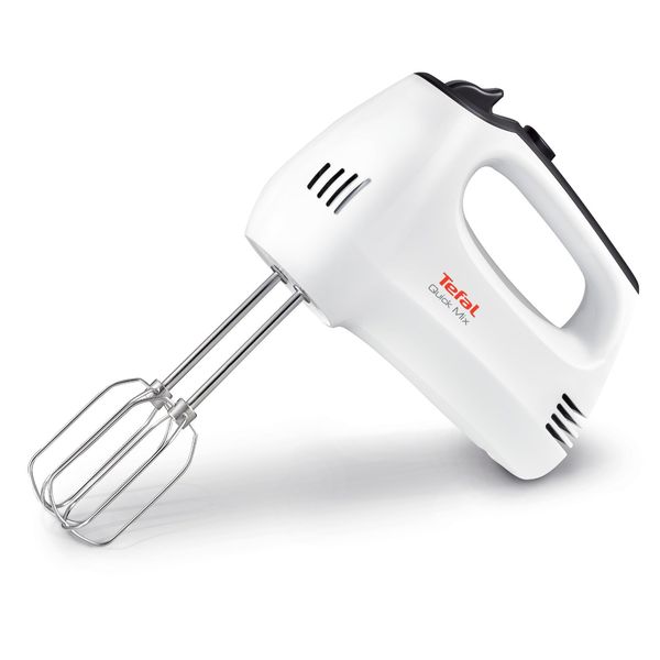 Mixer Quick Mix HT310138, 300 W, 5 trepte de viteză, funcție Turbo, 2 teluri, 2 c&acirc;rlige, alb