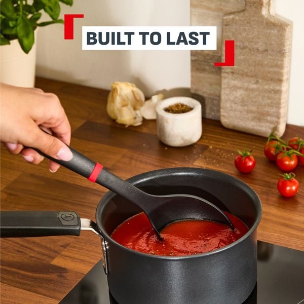 Lingura pentru servire Tefal Ingenio+ K1980334, rezistenta la temperaturi inalte, compatibilitate cu masina de spalat vase, plastic, negru & rosu