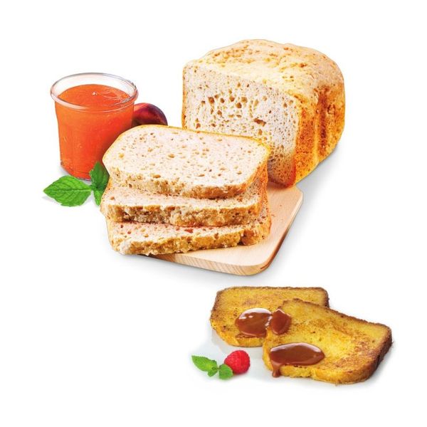 Mașină de p&acirc;ine Pain Dore PF210138, 720 W, 12 programe, pornire programabilă, păstrare la cald, tavă pătrată, cu &icirc;nveliș antiaderent, 3 accesorii, carte de rețete, 1 KG, alb