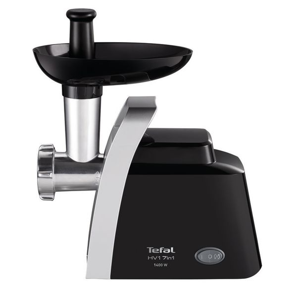 Mașină de tocat carne HV 7 &icirc;n 1 NE109838, 1400 W,  2 site inox, 3 conuri feliere și radere, 2 accesorii roșii și c&acirc;rnați, funcția Reverse, negru
