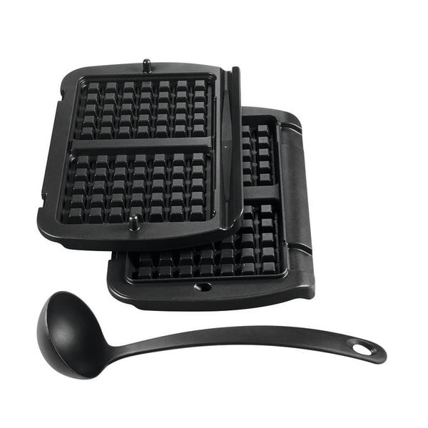 Accesoriu pentru gofre Tefal XA724810, compatibil cu OptiGrill+ și OptiGrill Elite, plăci cu &icirc;nveliș antiaderent, compatibil cu mașina de spălat vase, seriile GC706xxx, GC71xxx, GC73xxx, GC75xxx, negru