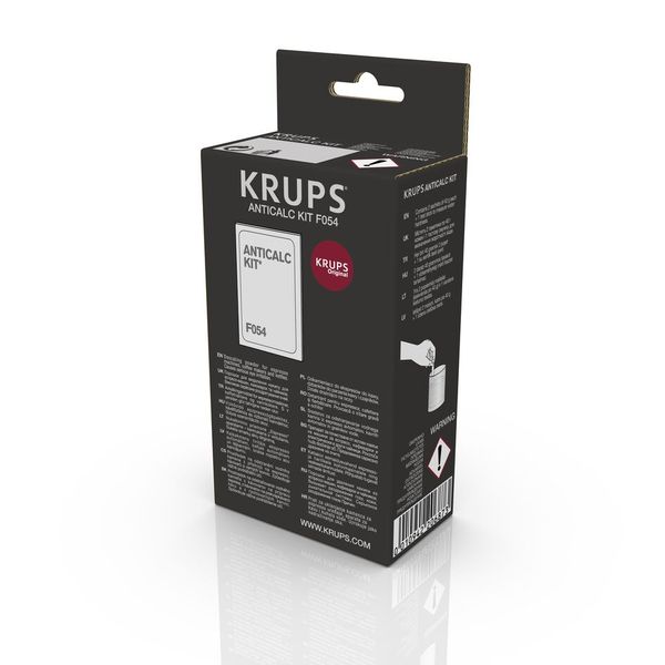 Kit anti-calcar Krups F054001A, 2 x plicuri decalcifiere, 1 x test pentru a verifica duritatea apei Kit anti-calcar Krups F054001A, 2 x plicuri decalcifiere, 1 x test pentru a verifica duritatea apei
