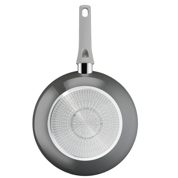 Tigaie wok 28 cm Tefal Renew On C4271932, 100% aluminiu reciclat, indicator Thermo-Signal, compatibil cu inductia, invelis ceramic, gri