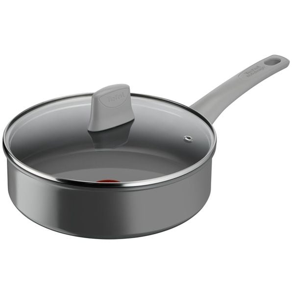 Cratita 24cm Tefal Renew On C4273232, 100% aluminiu reciclat, indicator Thermo-Signal, compatibil cu inductia, invelis ceramic, gri