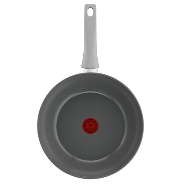 Tigaie wok 28 cm Tefal Renew On C4271932, 100% aluminiu reciclat, indicator Thermo-Signal, compatibil cu inductia, invelis ceramic, gri