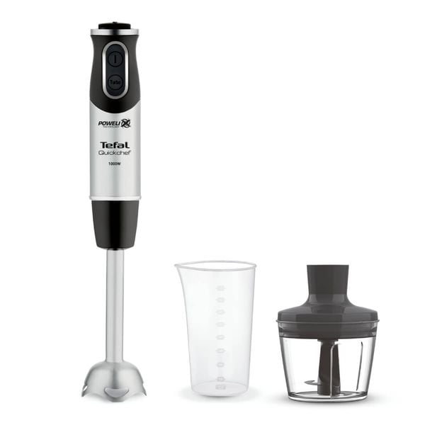 Mixer vertical Tefal Quickchef 2 în 1 HB659838, 1000W, 20 de viteze, recipient 800 ml, sistem antistropire, tocător 500 ml, argintiu Mixer vertical Tefal Quickchef 2 în 1 HB659838, 1000W, 20 de viteze, recipient 800 ml, sistem antistropire, tocător 500 ml, argintiu