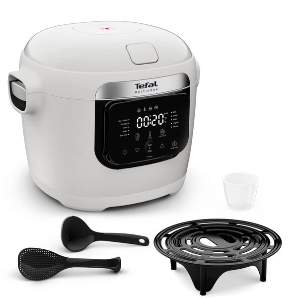 Multicooker Tefal Multicook Basic MY700BF0, 700W, 6 L, 10 programe de gătire, temperatură ajustabilă, funcție păstrare la cald, bol cu 2 m&acirc;nere, alb