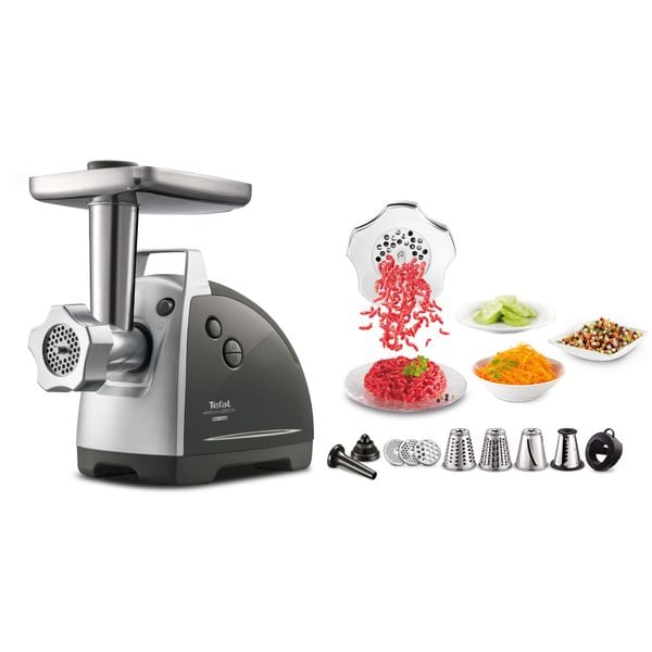 Mașină de tocat carne HV8  Plus 9 &icirc;n 1 NE688837, 2200 W, 3 site inox, 6 accesorii, funcția Reverse, gri