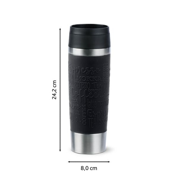 Termos Tefal Travel Mug Classic N2022010, inox, 0.5 L, 100% etanș, functie Quick Press, argintiu & negru