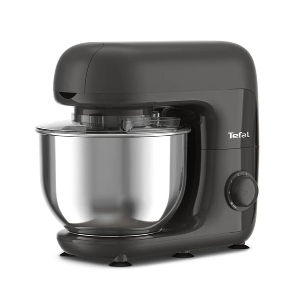 Robot de bucătărie Tefal Bake Essential QB161H38, 800W, capacitate vas 4.8 L, 3 funcții - tel, accesoriu incorporare, c&acirc;rlig aluaturi grele, 6 trepte de viteză, negru