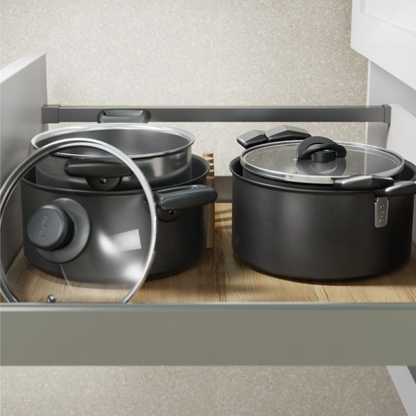 Oala cu capac Tefal Excellence+ G3285353, 28 cm, 8.4 L, invelis antiaderent, tehnologie FUSIONCORE, Thermo-Signal&trade;, manere nituite, aluminiu, inductie, negru
