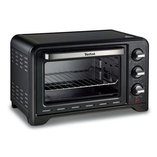 Cuptor Electric Optimo OF444834, 1380 W, tehnologie convecție, 6 programe, 240°C, temporizator,  înveliş interior antiaderent, 2 accesorii incluse, 19 L, negru