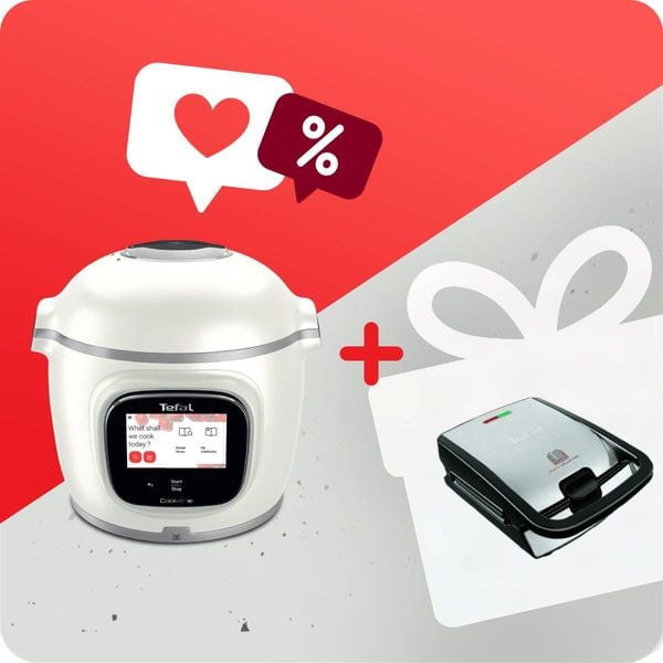 Pachet PROMO Multicooker inteligent Tefal Cook4me Touch Pro CY9441F2 & Sandwich maker multifuncțional Tefal Snack Collection 4 &icirc;n 1 SW854D16