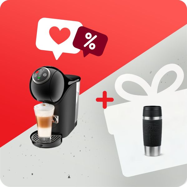 Pachet PROMO Espressor cu capsule Krups NESCAFÉ® Dolce Gusto® Genio S Plus KP340810 & Termos Tefal Travel Mug Classic N2020210