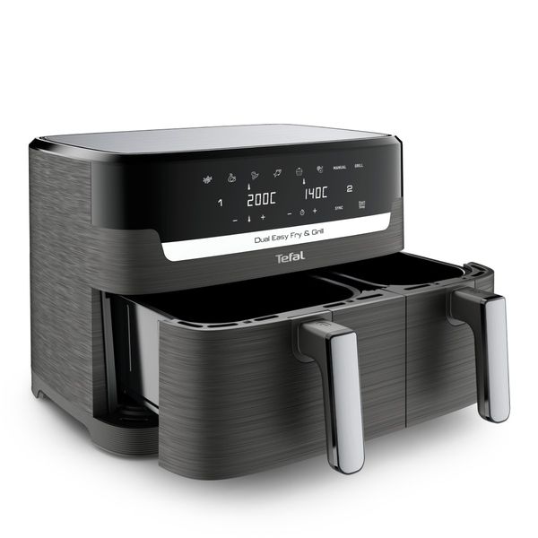 Pachet PROMO Friteuză cu aer cald Tefal Dual Easy Fry&Grill EY905B10 & Set de 3 caserole MasterSeal Plastic K3028912